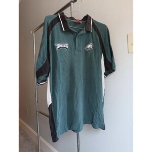 NFL Eagles Old School Polo Shirt Men's Striped Stitched Embroidered VTG‎ 90s